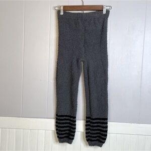 Gray Fuzzy Lounge Pants with Striped Cuffs
